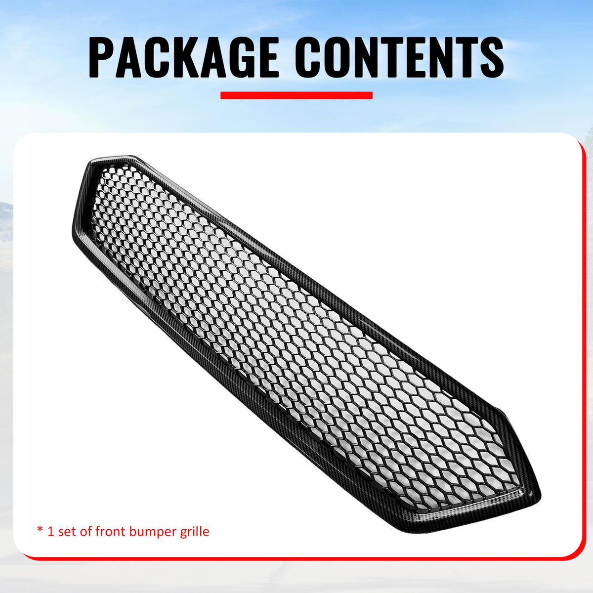 Fits 18-21 Subaru WRX/WRX STI Carbon Fiber Print Honeycomb Front Upper Grille PP