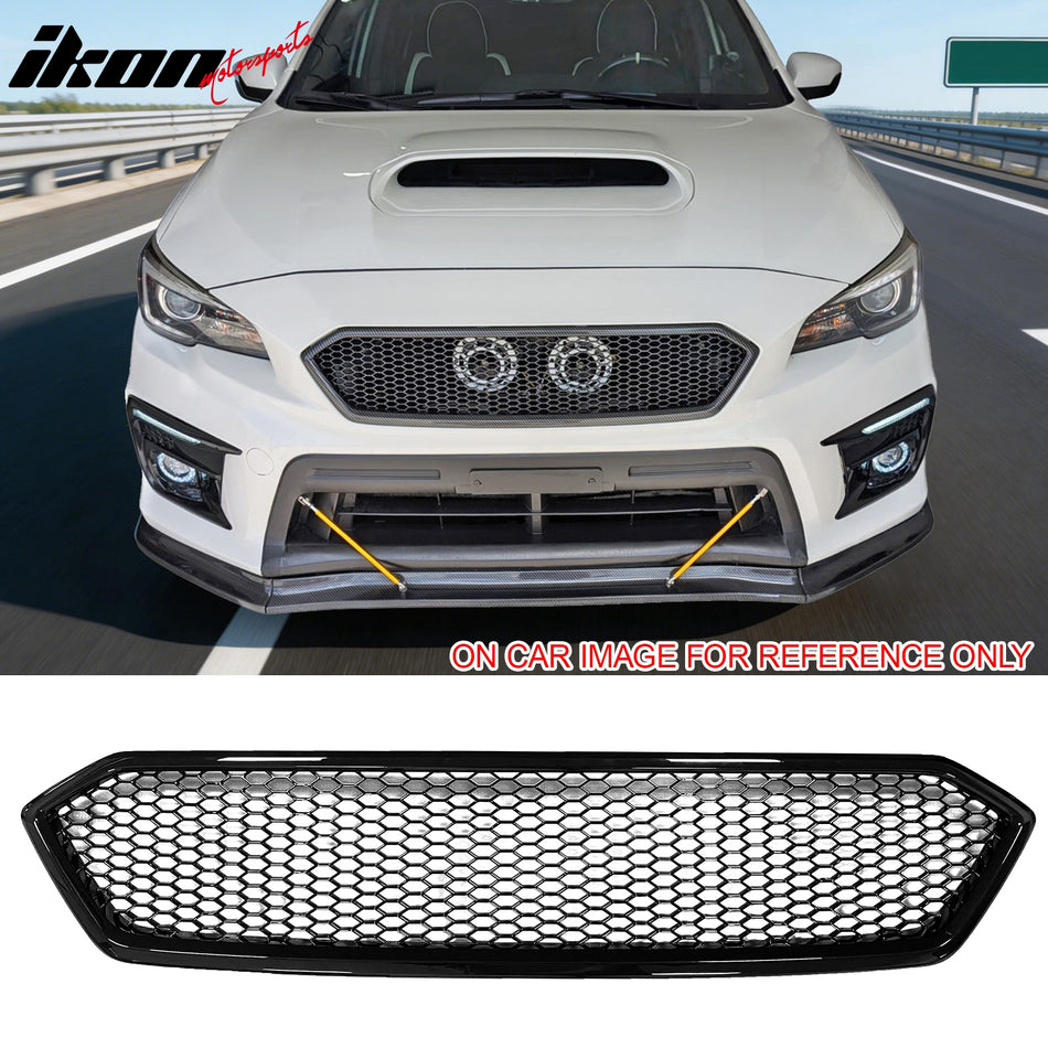 2018-2021 Subaru WRX & WRX STI Honeycomb Style Front Bumper Upper Grille Replacement Gloss Black PP