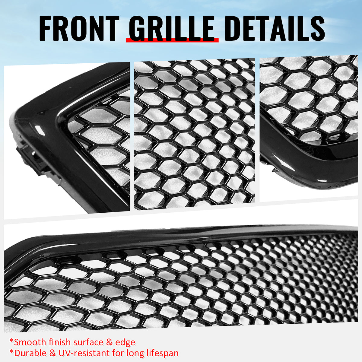 Fits 18-21 Subaru WRX/WRX STI Gloss Black Honeycomb Style Bumper Upper Grille PP
