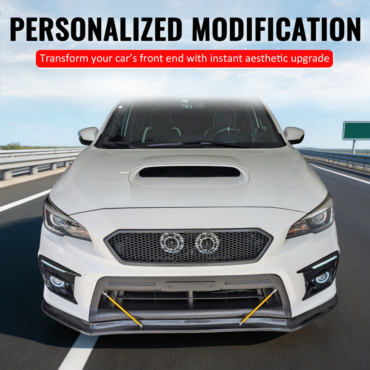 Fits 18-21 Subaru WRX/WRX STI Gloss Black Honeycomb Style Bumper Upper Grille PP