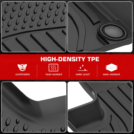 IKON MOTORSPORTS 3D TPE Floor Mats, Compatible with 2018-2021 Volvo XC60 PHEV/2022-2025 XC60 Recharge, All Weather Waterproof Non-Slip Floor Liner, Front & 2nd Row Full Set Interior Accessories, Black