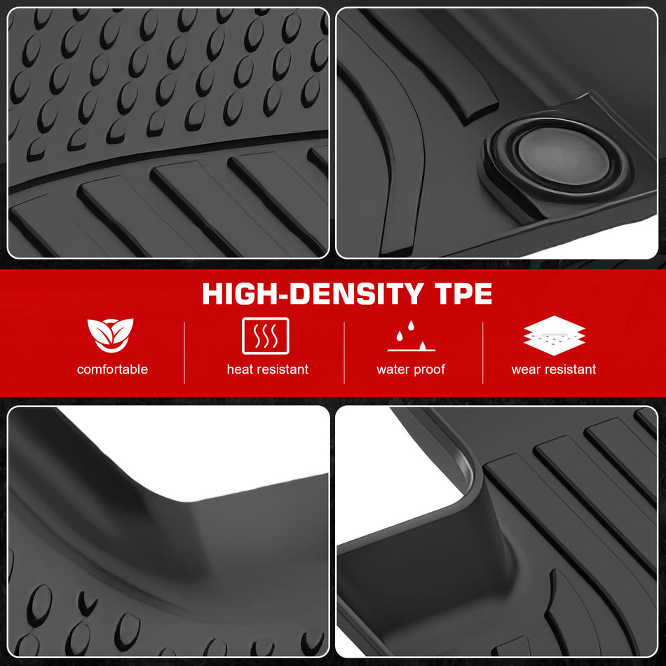 IKON MOTORSPORTS 3D TPE Floor Mats, Compatible with 2018-2021 Volvo XC60 PHEV/2022-2025 XC60 Recharge, All Weather Waterproof Non-Slip Floor Liner, Front & 2nd Row Full Set Interior Accessories, Black