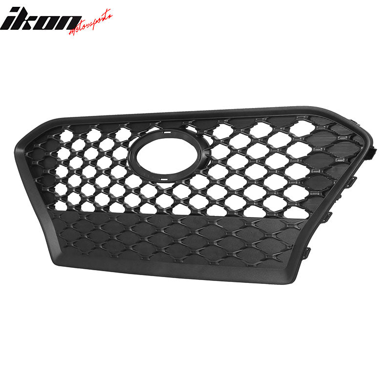 IKON MOTORSPORTS Front Upper Grille, Compatible with 2018-2021 Hyundai Kona, OE Style Dark Gray ABS Replacement Front Bumper Hood Grill