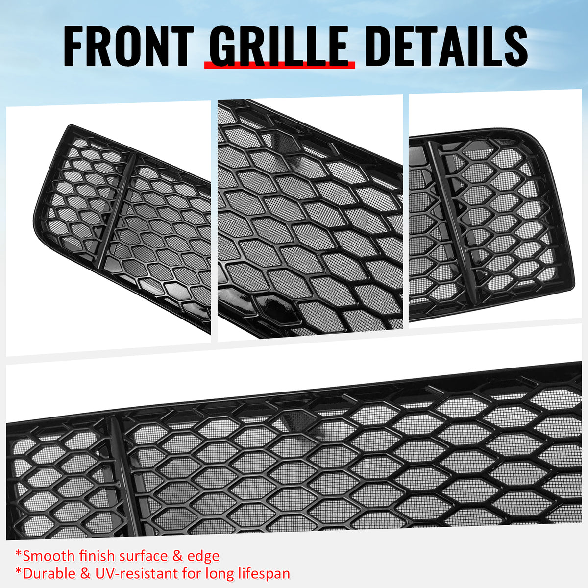 Fits 18-21 Subaru WRX/WRX STI Gloss Black Honeycomb Front Bumper Lower Grille PP