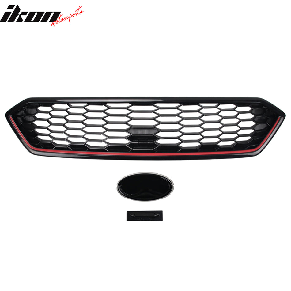 2018-2021 Subaru WRX Gloss Black W/ Red JDM Front Bumper Grille ABS