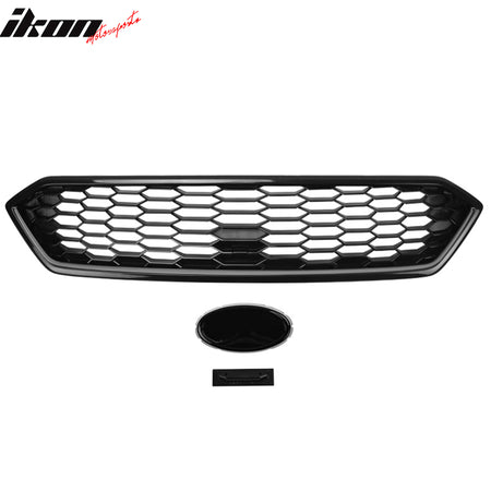 IKON MOTORSPORTS Front Upper Grille, Compatible with 2018-2021 Subaru WRX STI & WRX, JDM Style Gloss Black ABS Plastic Replacement Front Bumper Hood Grill 1PC