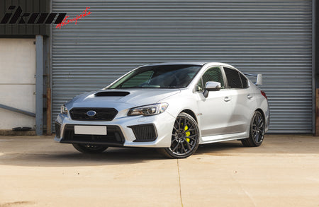 Fits 18-21 Subaru WRX Sedan STI Style Front Bumper Upper Grille Gloss Black ABS