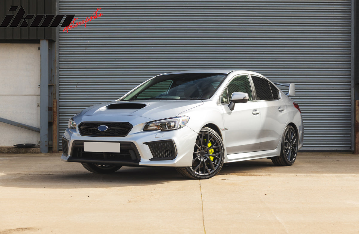 Fits 18-21 Subaru WRX Sedan STI Style Front Bumper Upper Grille Gloss Black ABS