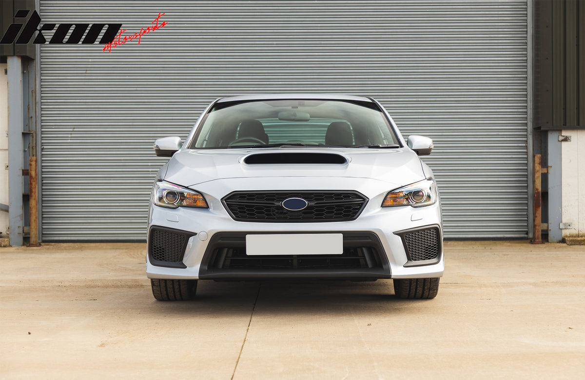 Fits 18-21 Subaru WRX Sedan STI Style Front Bumper Upper Grille Gloss Black ABS