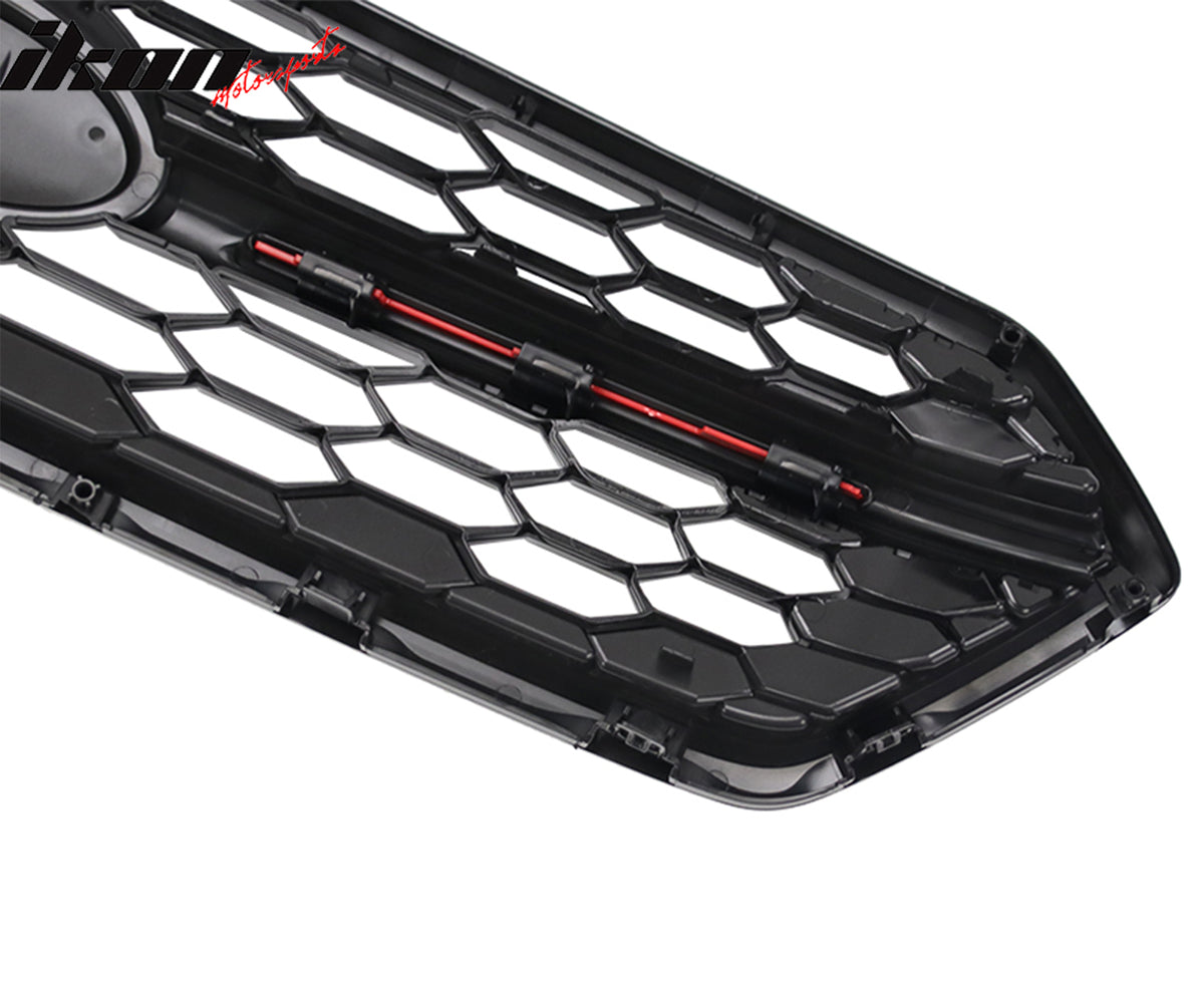 Fits 18-21 Subaru WRX STI Style Front Bumper Upper Grille Gloss Black W/ Red ABS