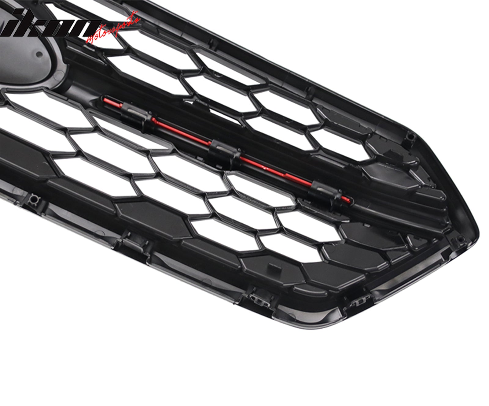 Fits 18-21 Subaru WRX STI Style Front Bumper Upper Grille Gloss Black W/ Red ABS