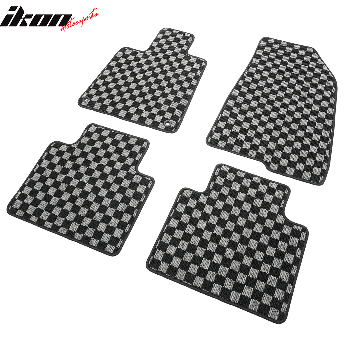 Fits 18-22 Honda Accord Floor Mats Non-Slip Carpets Checkered Black Gray Plaid