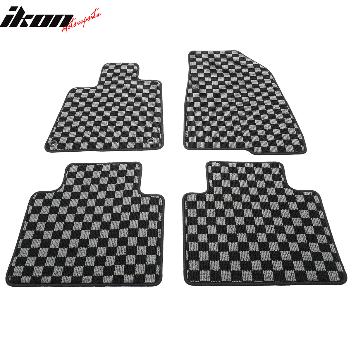Fits 18-22 Honda Accord Floor Mats Non-Slip Carpets Checkered Black Gray Plaid