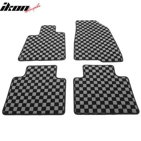 Fits 18-22 Honda Accord Floor Mats Non-Slip Carpets Checkered Black Gray Plaid