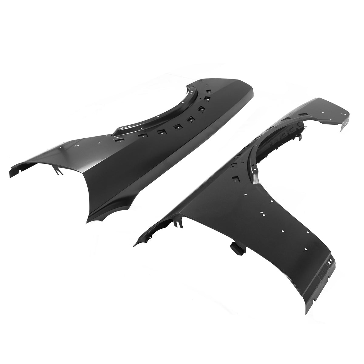 IKON MOTORSPORTS, Front Fenders Compatible with 2018-2023 Dodge Challenger Widebody, OE Style Iron Black Driver Passenger Side Vented Panel Replacement Cover