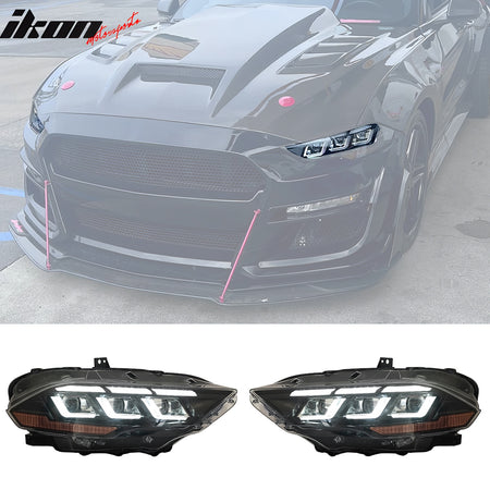 Fits 18-23 Ford Mustang Dark Horse Front Bumper Conversion Switchback Headlights