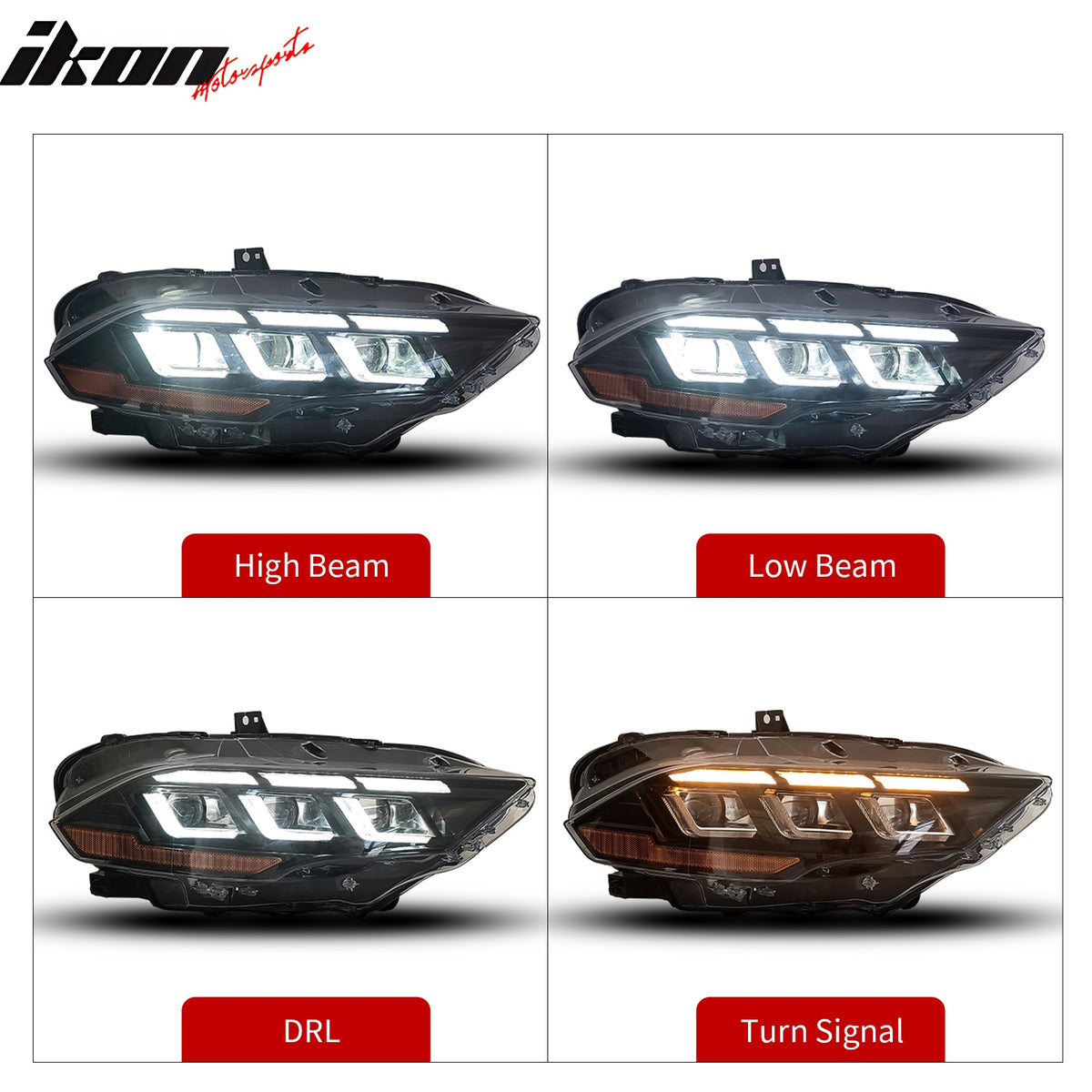 Fits 18-23 Ford Mustang Dark Horse Front Bumper Conversion Switchback Headlights