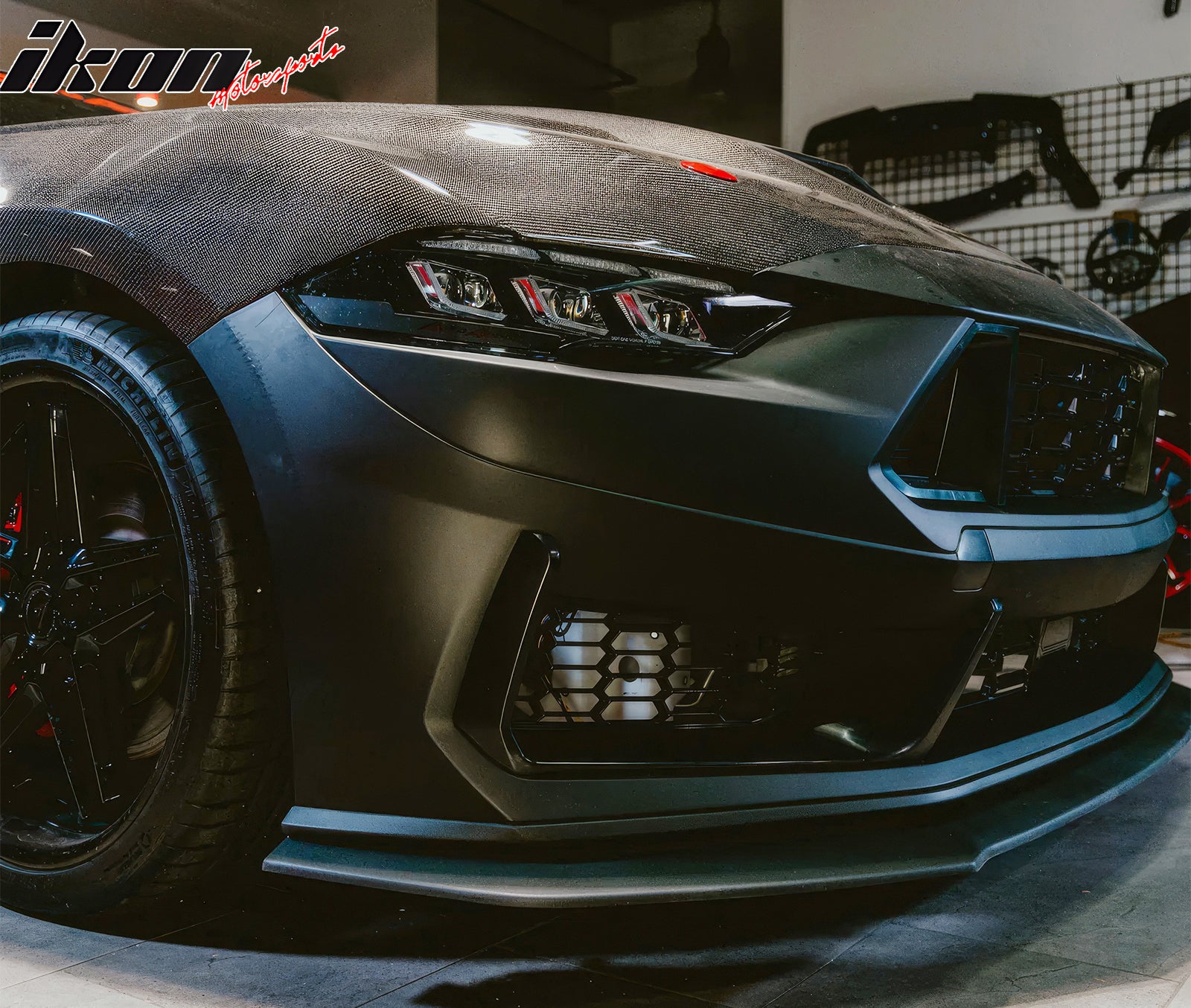 For 18-23 Ford Mustang Dark Horse HP Style Front Bumper Conversion Kit W/ Grille