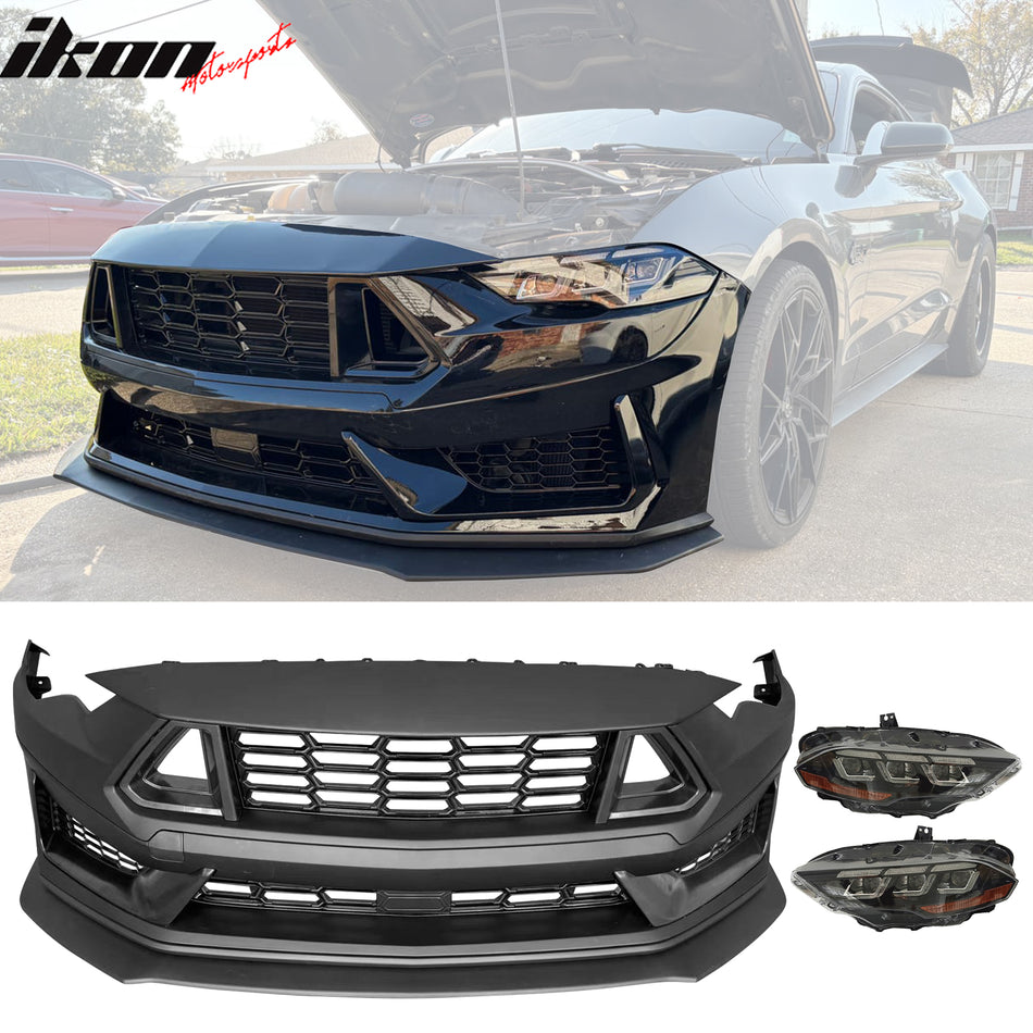 2018-2023 Ford Mustang Dark Horse Front Bumper Cover Kit Headlights PP