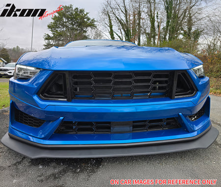 IKON MOTORSPORTS Front Bumper Covers, Compatible with 2018-2023 Ford Mustang EcoBoost GT, 2024+ Dark Horse HP Style Unpainted PP Replacement Conversion Bodykit With LED Headlights Lamp