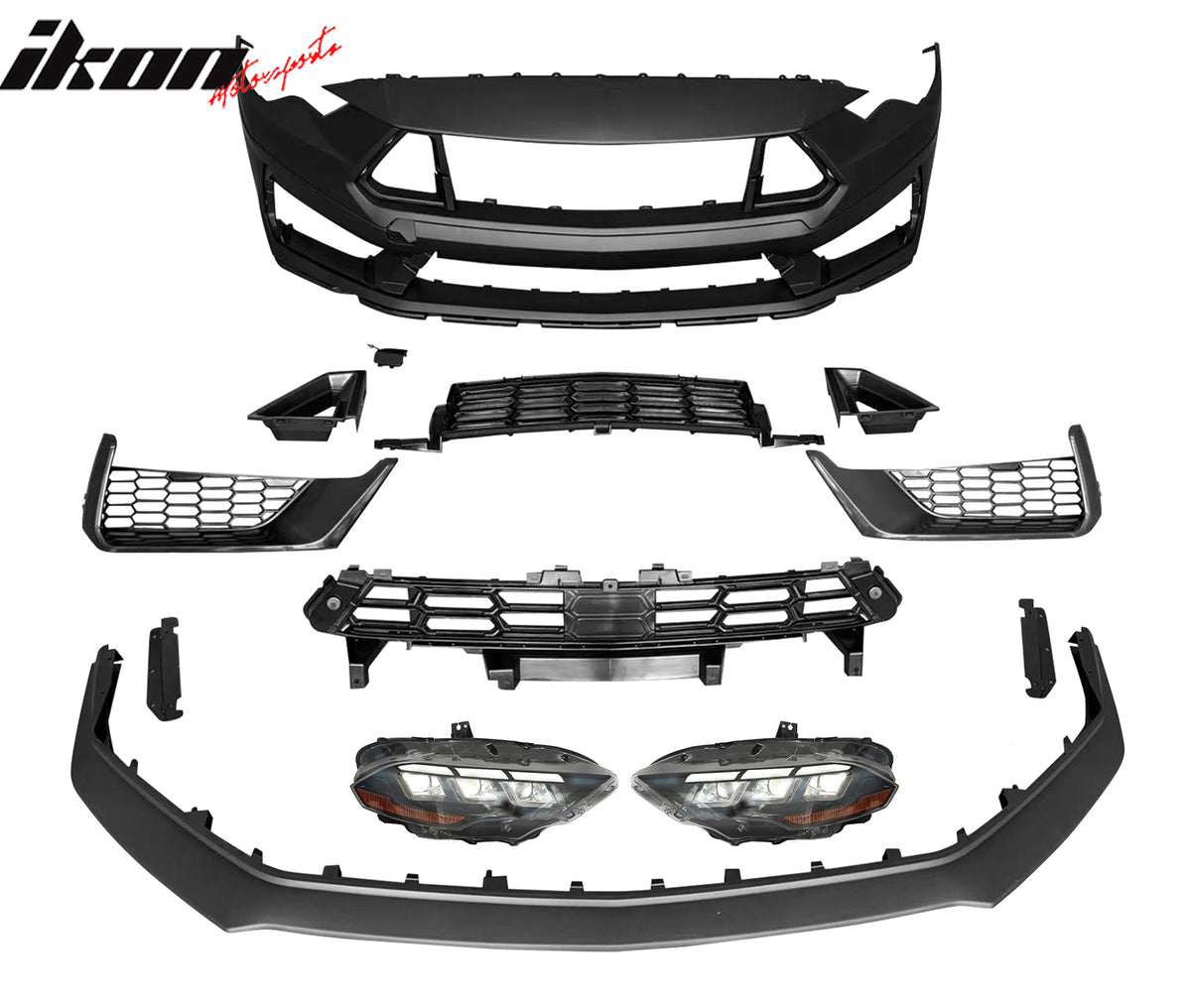 For 18-23 Ford Mustang Dark Horse HP Style Front Bumper Conversion LED Headlight