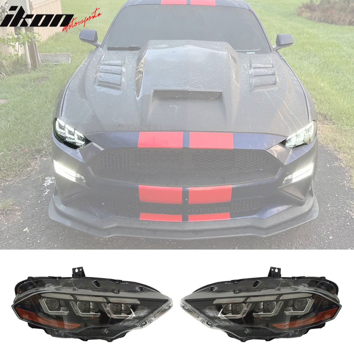 Fits 18-23 Ford Mustang Mach 1 Front Bumper Cover Conversion 2024 LED Headlights