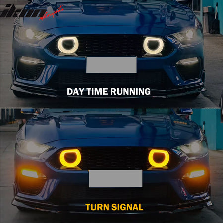 For 18-23 Mustang Mach 1 Front Bumper Conversion LED Grille Handling Package Lip