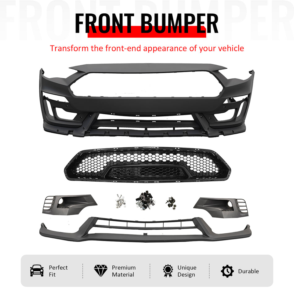 Fit 2018-2023 Ford Mustang Front Bumper Cover Gloss Grille