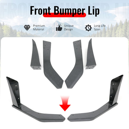 Fits 18-23 Ford Mustang Ecoboost/GT GT500 Front Winglets Carbon Fiber Print 2PCS