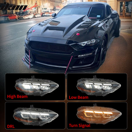 Fits 18-23 Ford Mustang EcoBoost V6 GT 2024 Style LED Headlights Lamp Pair