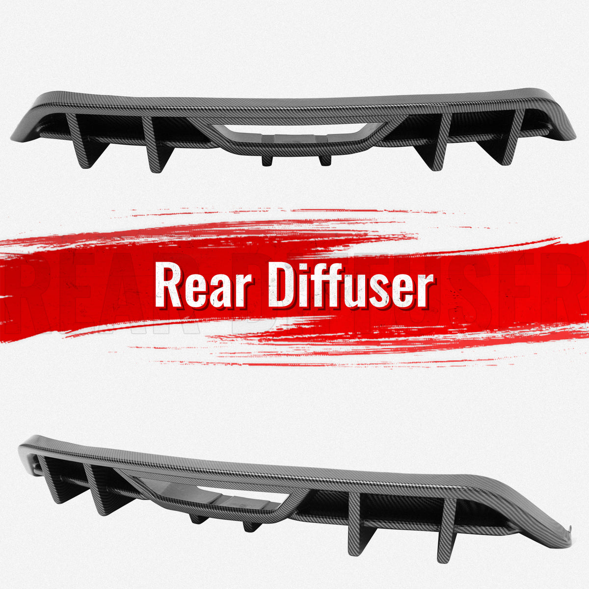 Fits 18-23 Ford Mustang Ecoboost IKON Rear Bumper Diffuser PP Carbon Fiber Print