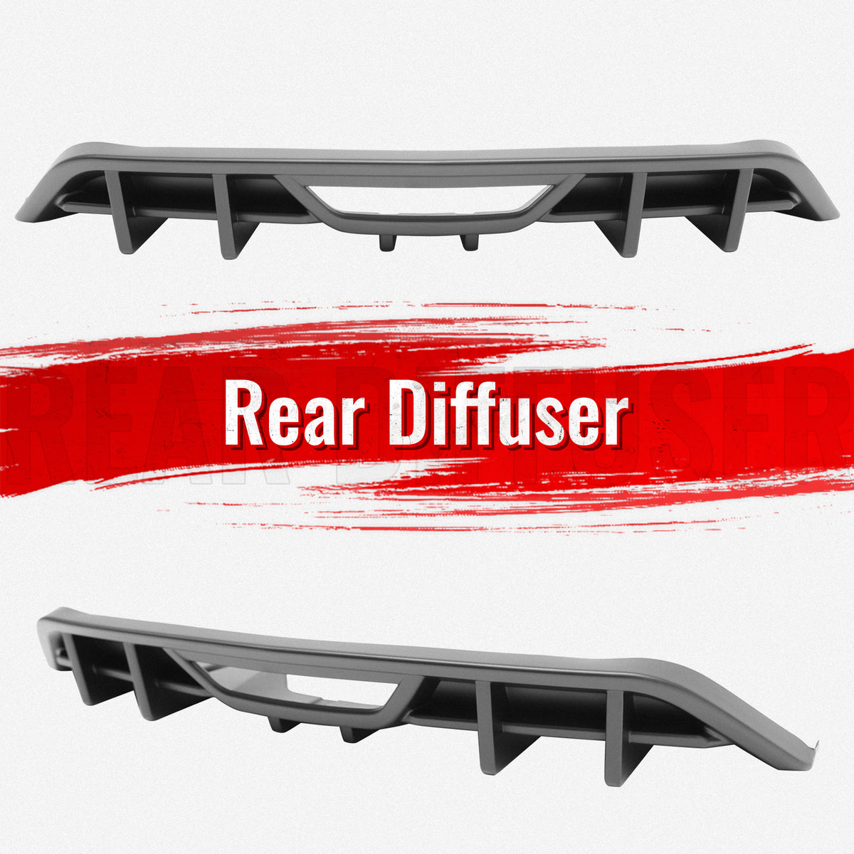 Fits 18-23 Ford Mustang Ecoboost IKON Style Rear Bumper Diffuser PP Matte Black