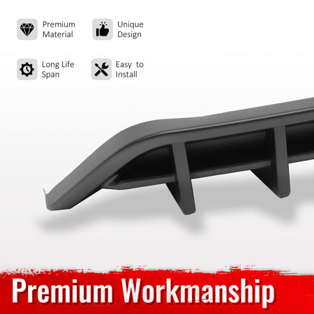 Fits 18-23 Ford Mustang Ecoboost IKON Style Rear Bumper Diffuser PP Matte Black