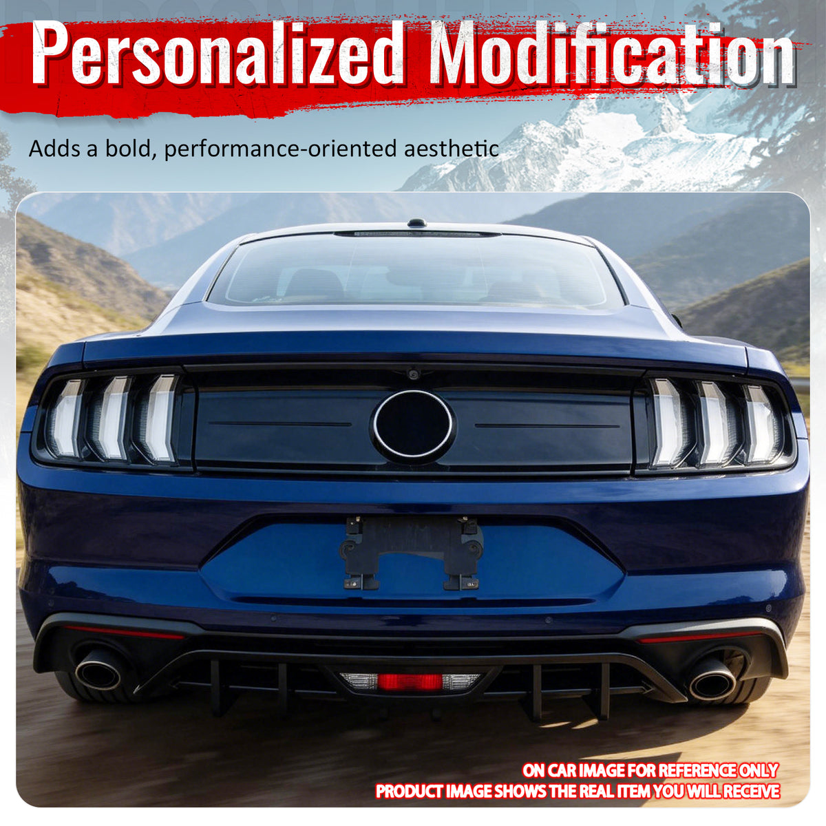 Fits 18-23 Ford Mustang Ecoboost IKON Style Rear Bumper Diffuser PP Matte Black