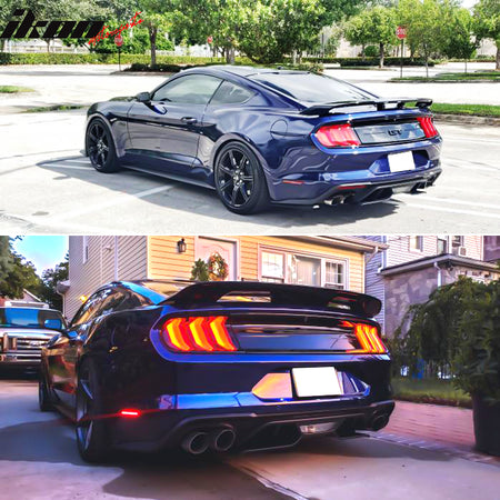 IKON MOTORSPORTS, Rear Bumper Diffuser Valance Compatible With 2018-2023 Ford Mustang GT, Aero Foil Kit Pair