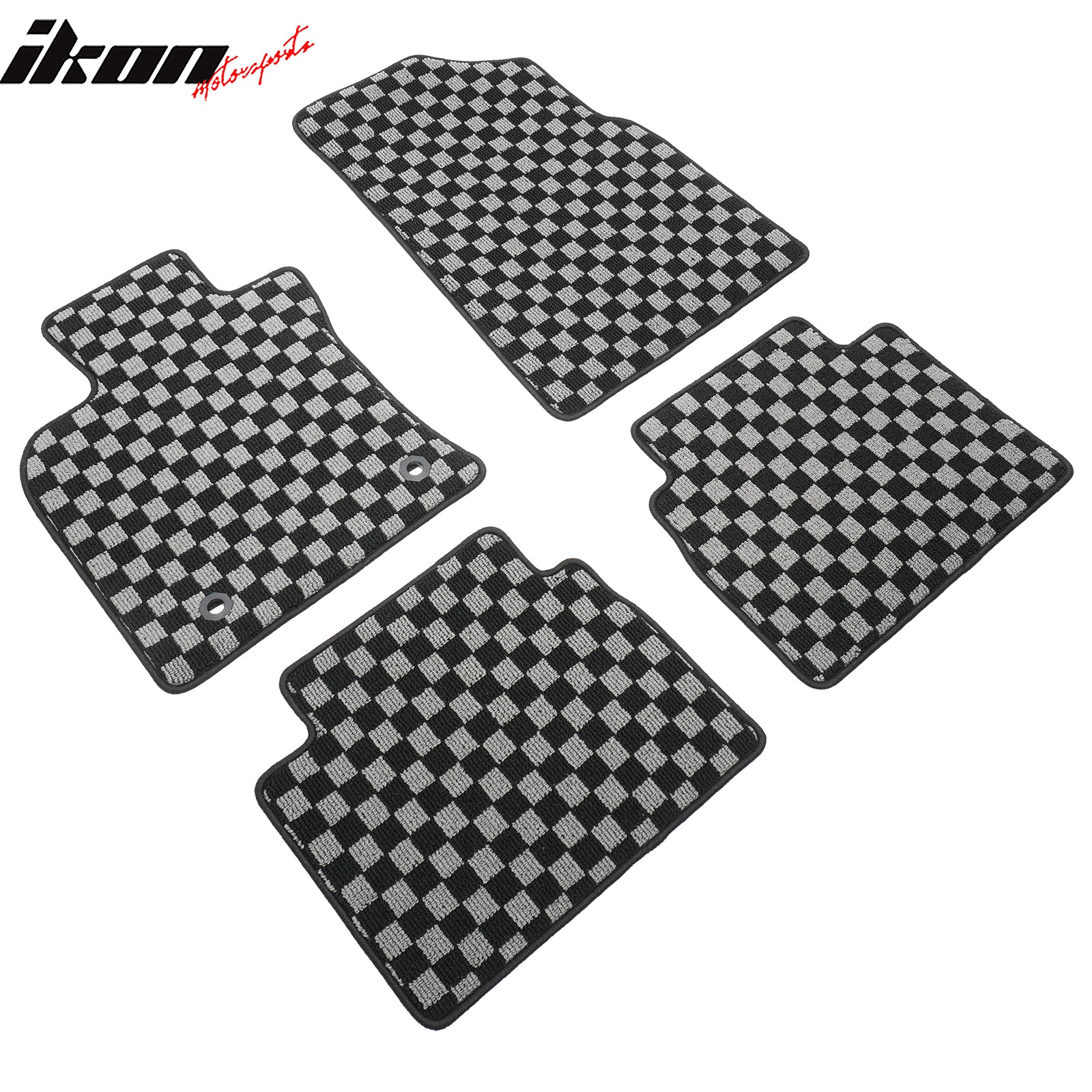 Fits 18-24 Toyota Camry Floor Mats Non-Slip Carpets Checkered Black Gray Plaid