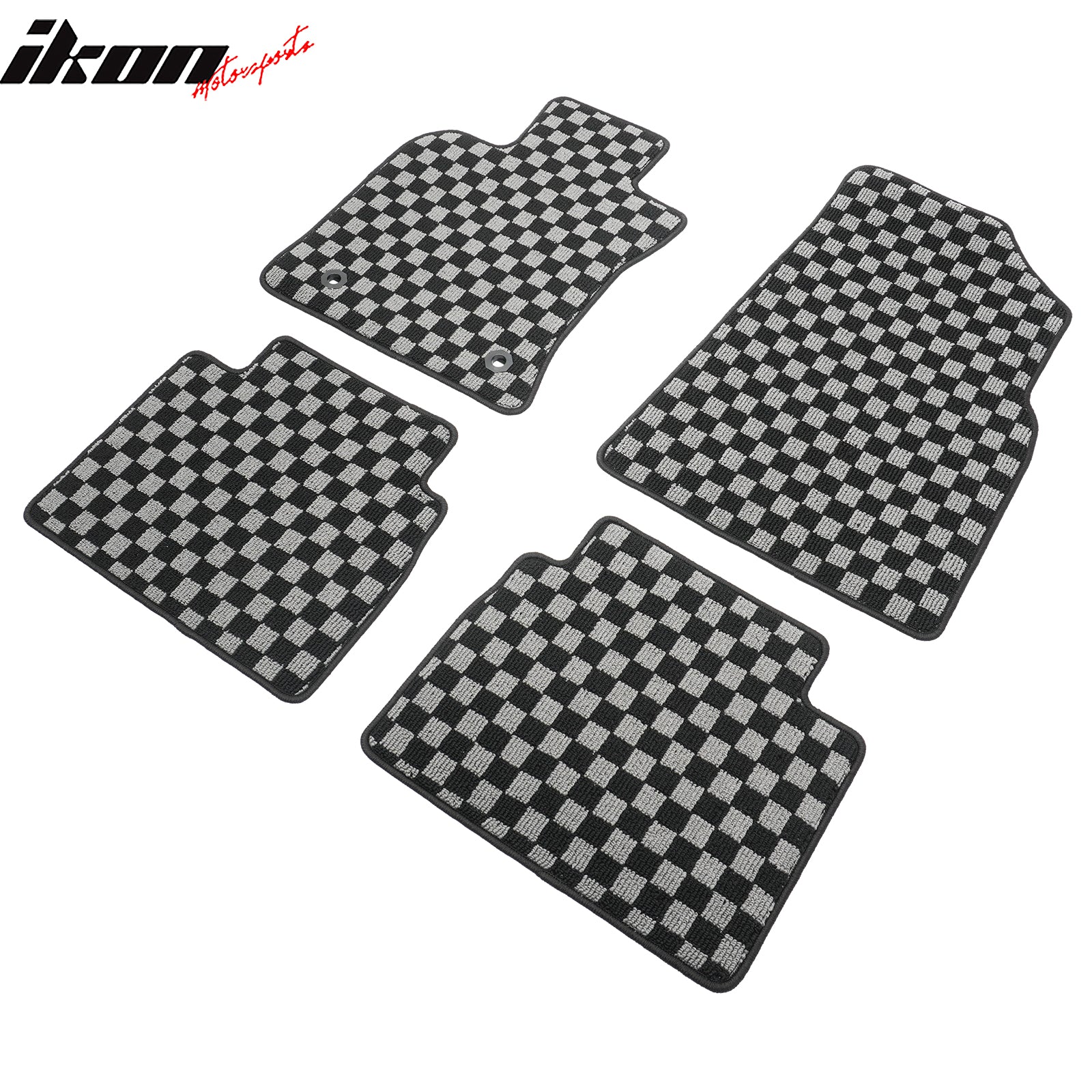 Fits 18-24 Toyota Camry Floor Mats Non-Slip Carpets Checkered Black Gray Plaid