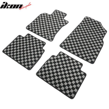 Fits 18-24 Toyota Camry Floor Mats Non-Slip Carpets Checkered Black Gray Plaid