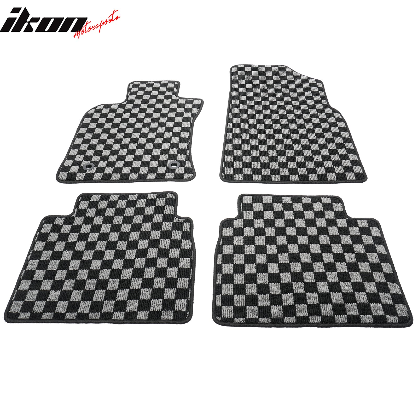 Fits 18-24 Toyota Camry Floor Mats Non-Slip Carpets Checkered Black Gray Plaid