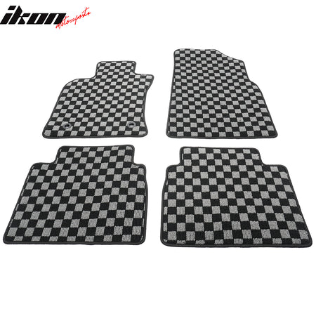 Fits 18-24 Toyota Camry Floor Mats Non-Slip Carpets Checkered Black Gray Plaid