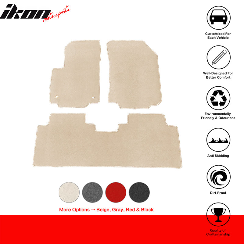 Car Floor Mat for 2018-2024 Chevy Equinox & GMC Terrain Beige Carpet Nylon 3PC Set