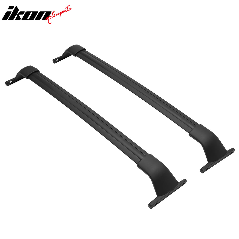 IKON MOTORSPORTS Roof Rack Cross Bars, Compatible with 2018-2024 Chevrolet Equinox & GMC Terrain, Aluminum ABS Black Cargo Rooftop Luggage Crossbars Carrier