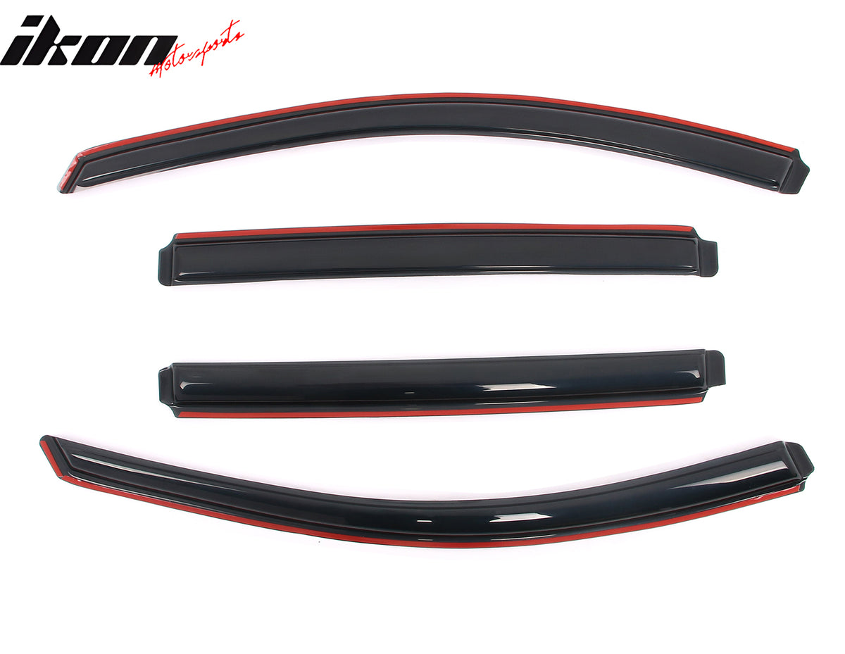 IKON MOTORSPORTS In Channel Window Visors Compatible with 2018-2024 GMC Terrain, Slim Style Acrylic Smoke Rain Guards, Side Window Wind Deflectors 4PCS