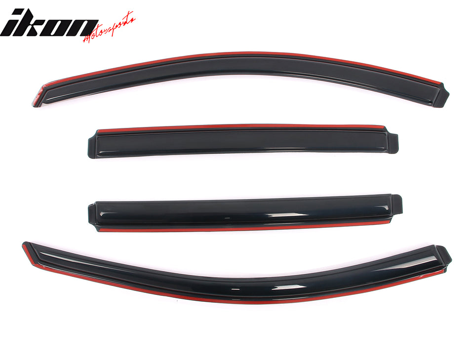 IKON MOTORSPORTS In Channel Window Visors Compatible with 2018-2024 GMC Terrain, Slim Style Acrylic Smoke Rain Guards, Side Window Wind Deflectors 4PCS