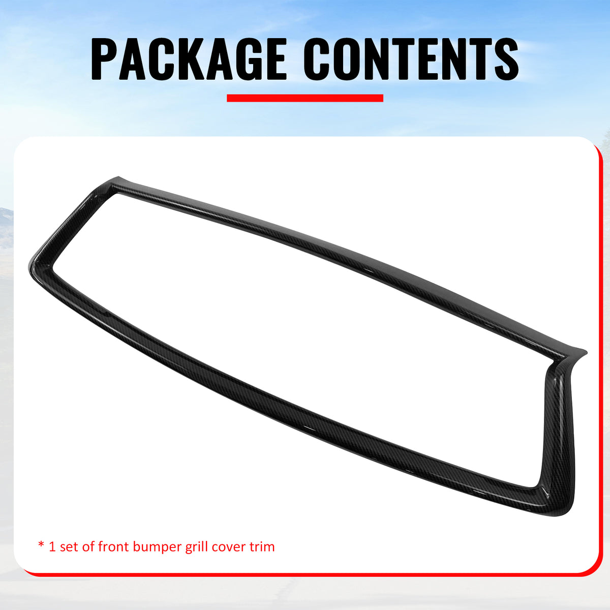 Fits 18-24 Infiniti Q50 Carbon Fiber Look OE Style Grille Frame Outline Trim ABS