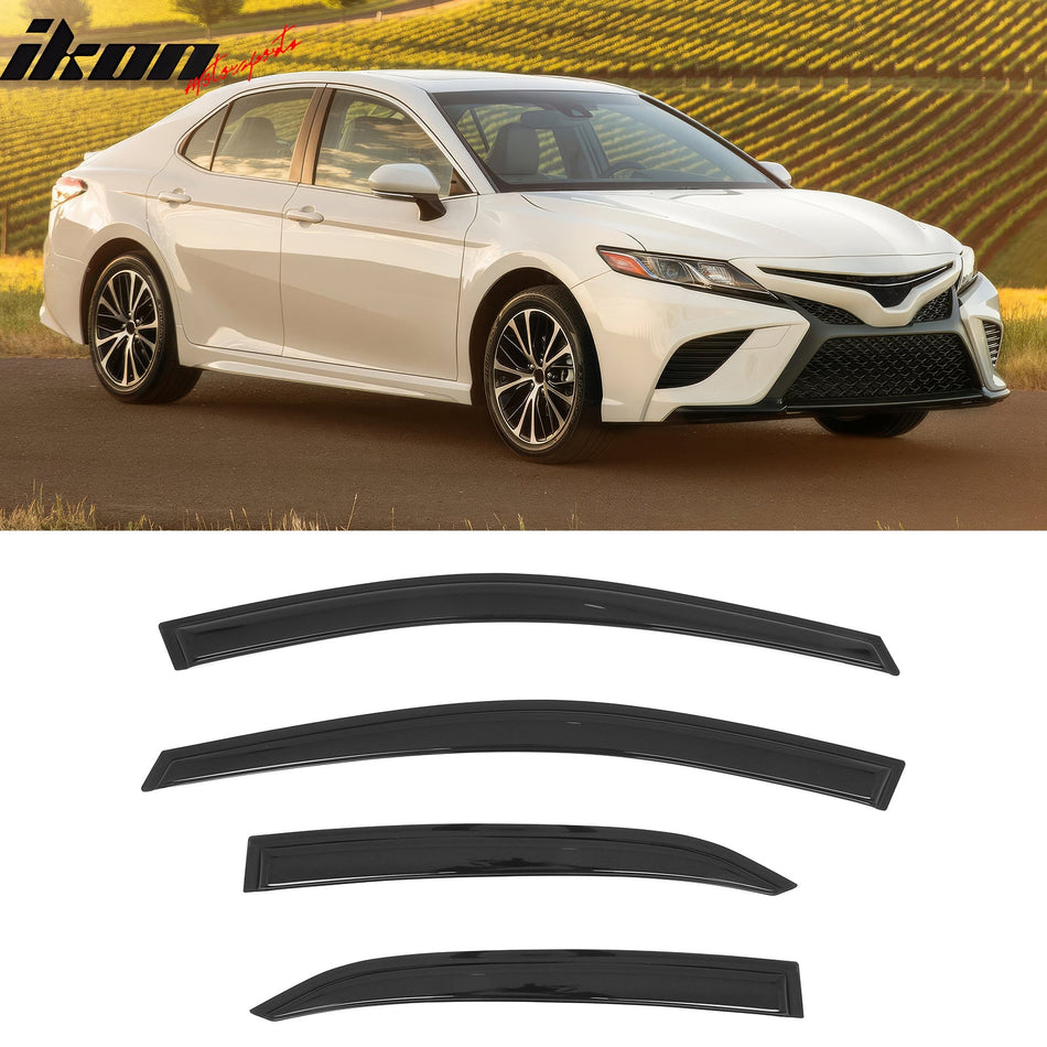 2018 - 2024 Toyota Camry 4PCS Tape on Window Visors Vent Rain Sun GuardsIkon Motorsports
