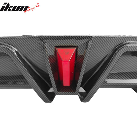 Fits 18-24 Toyota Camry LE XLE Rear Diffuser Lip W/LED Light Carbon Fiber Print