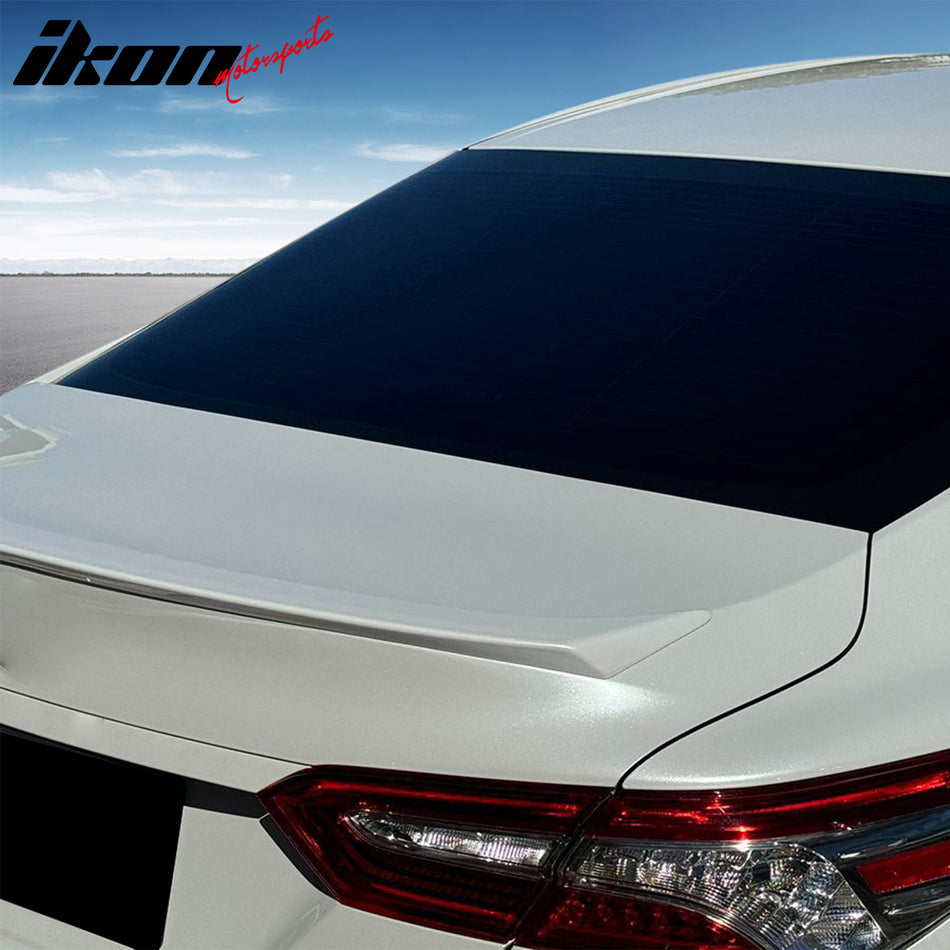 IKON MOTORSPORTS, Trunk Spoiler Compatible with 2018-2024 Toyota Camry, OE Style Unpainted Gray ABS Plastic Rear Trunk Lid Spoiler Wing Lip