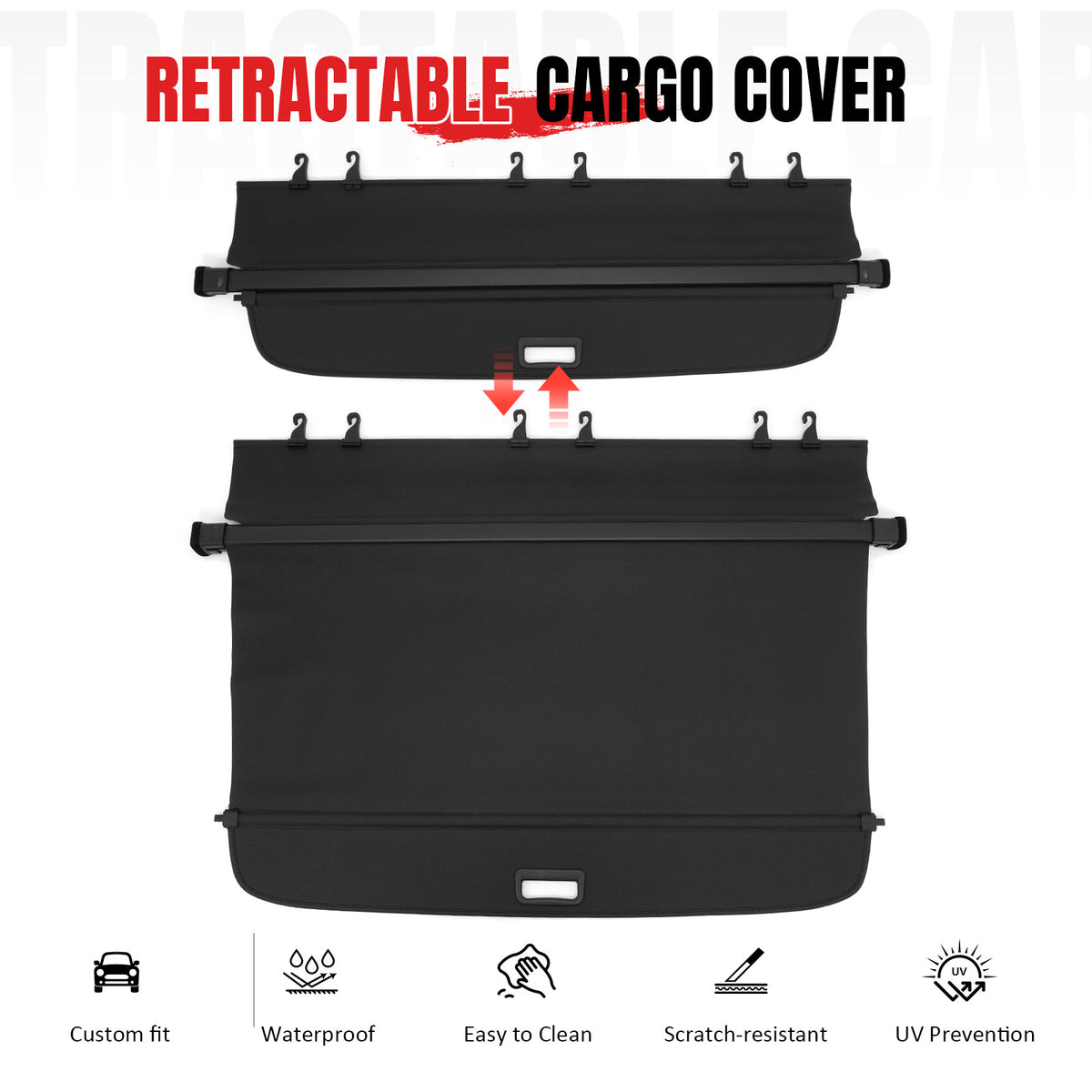 Fits 18-24 Volkswagen Tiguan Retractable Rear Cargo Cover Carbon Fiber Texture