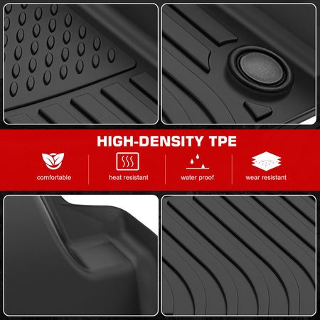 IKON MOTORSPORTS 3D TPE Floor Mats, Compatible with 2018-2026 Alfa Romeo Stelvio, All Weather Waterproof Non-Slip Floor Liners, Front & 2nd Row Full Set Car Interior Accessories, Black